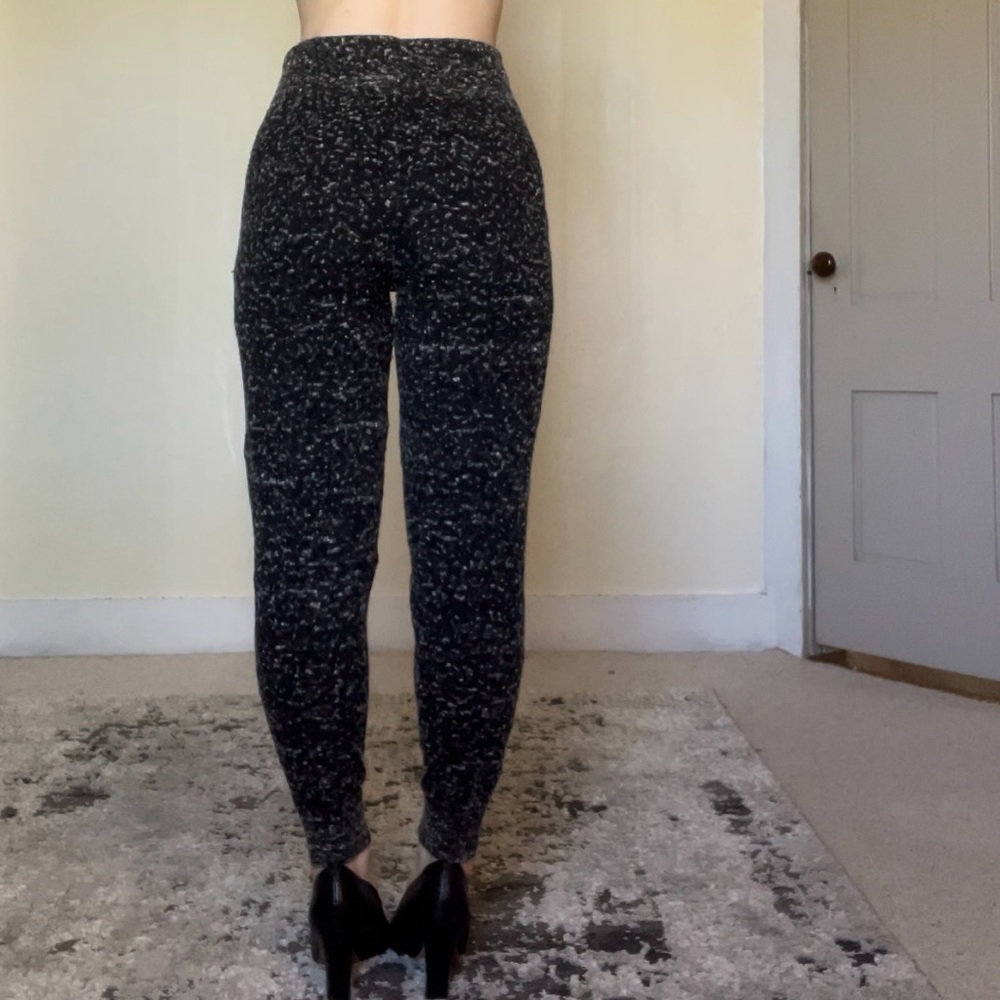 Moth Black and White Trousers Joggers Textured Fabric Wool Blend Cozy Stretchy - Picture 7 of 13